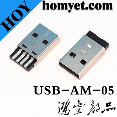 Black Color USB Type a Male Connector with 4pin for Mobile Phone-PC Data Cable